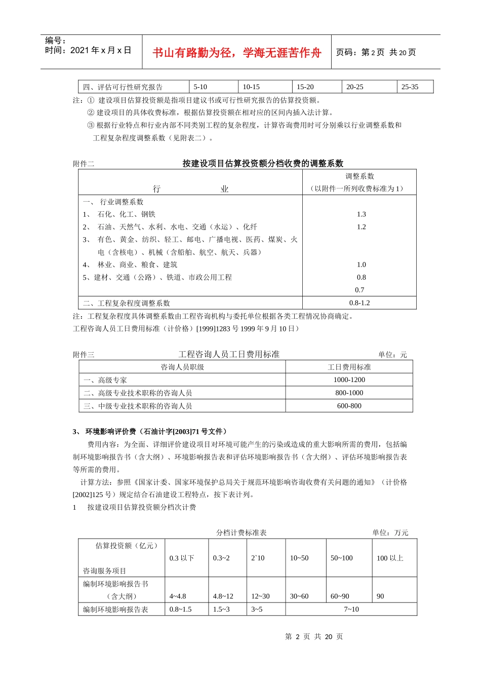投资估算其他费用计算(中石化规定)_第2页