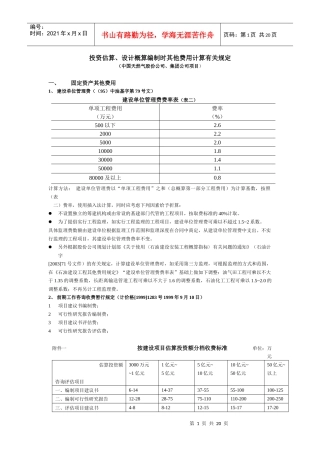 投资估算其他费用计算(中石化规定)