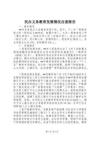 民办义务教育发展情况自查报告