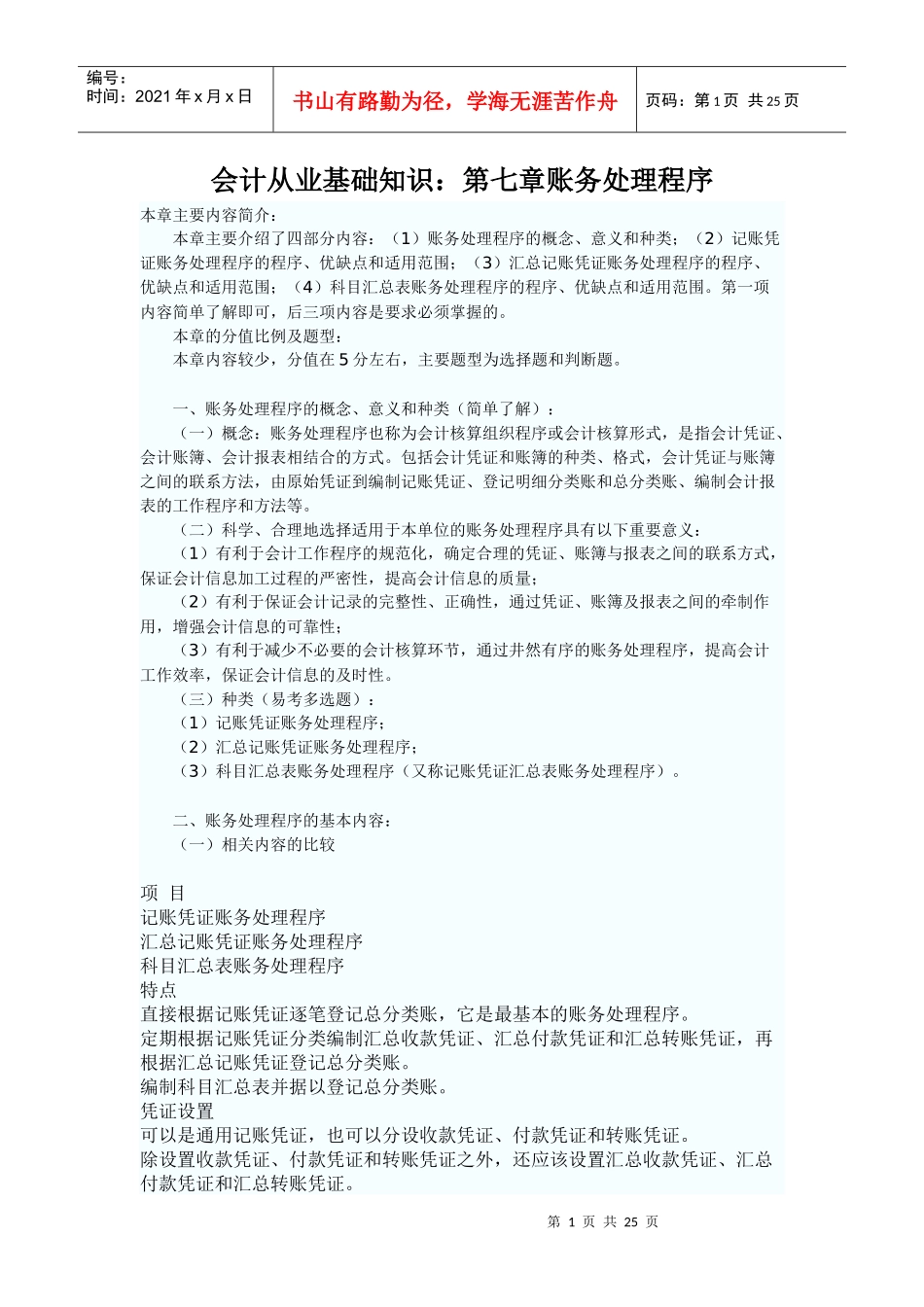 会计从业基础知识(第七、八、九、十章)_第1页