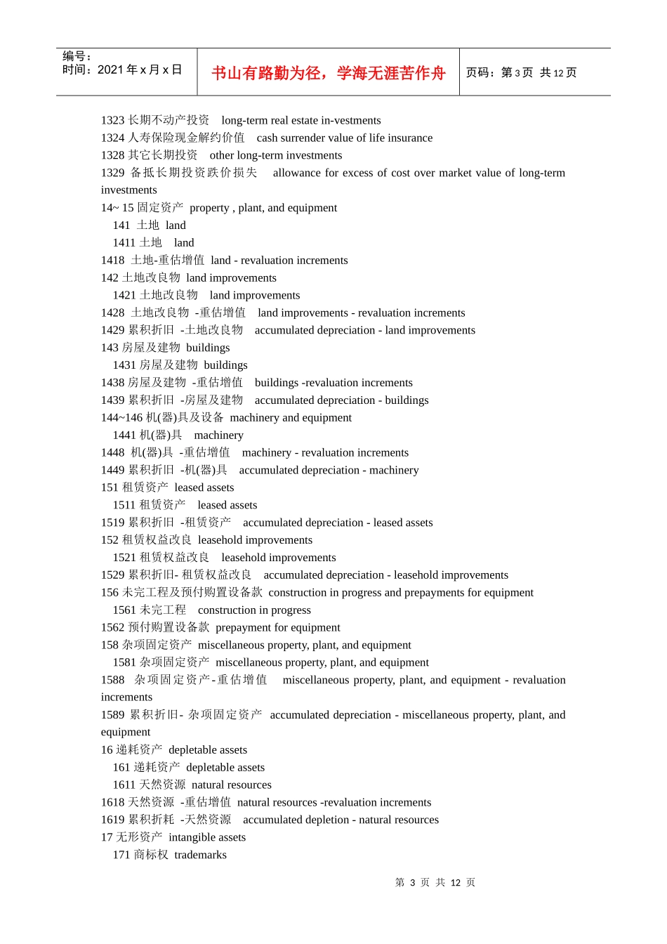 有关会计科目的中英文对照_第3页