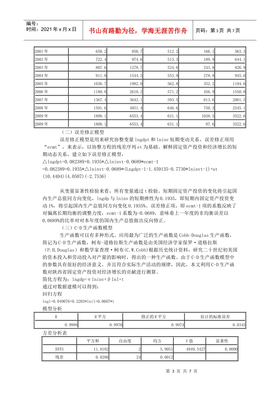 固定资产投资对陕西经济增长的影响效果研究_第3页