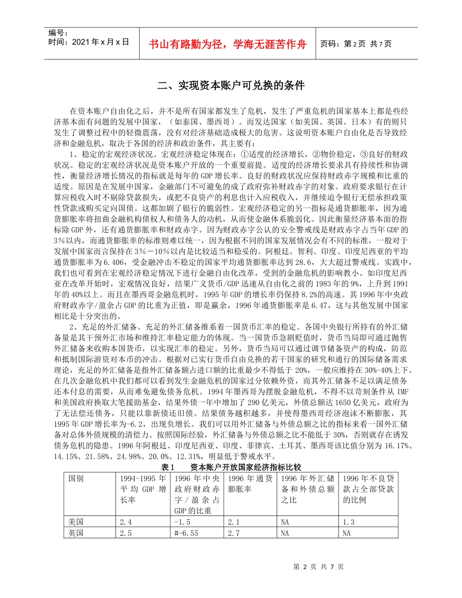 人民币资本账户自由兑换条件探讨_第2页