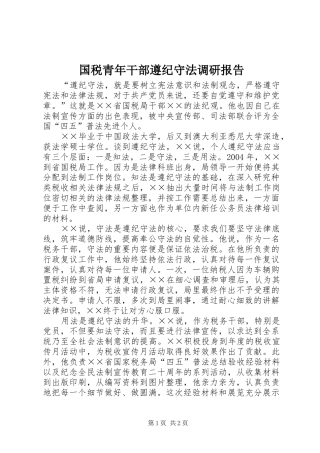 国税青年干部遵纪守法调研报告
