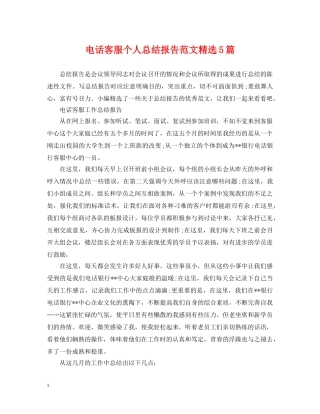 电话客服个人总结报告范文精选5篇 
