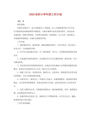农村小学年度工作计划 