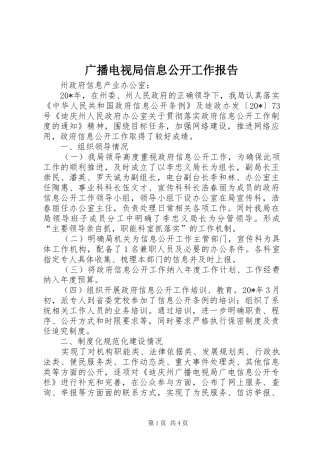 广播电视局信息公开工作报告