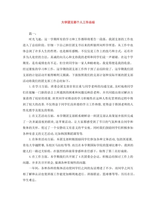 大学团支部个人工作总结 