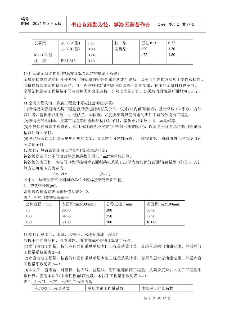 刷油工程预算知识问答_第2页