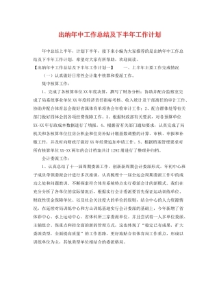 出纳年中工作总结及下半年工作计划 