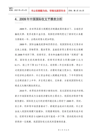 4、2009年中国国际收支平横表分析