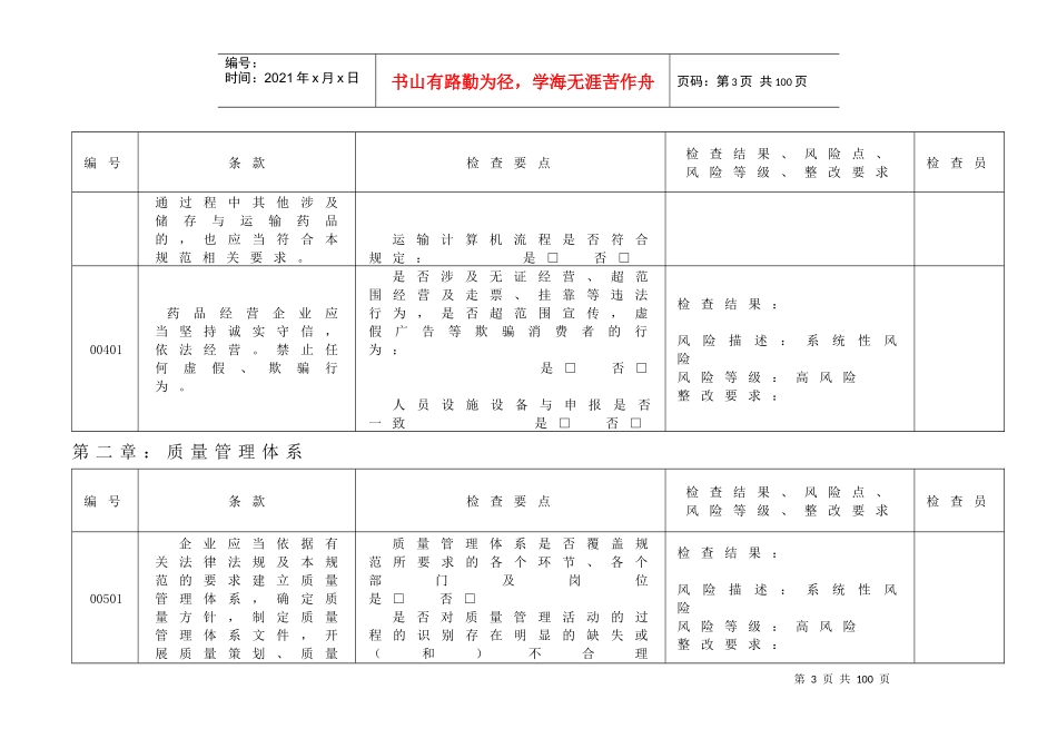 XXXX新版企业实施GSP情况内审表_第3页