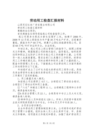 劳动用工检查汇报材料