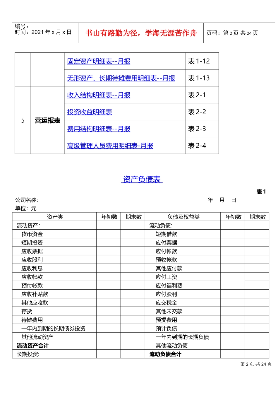财务报表模板(全套)(DOC31页)_第2页
