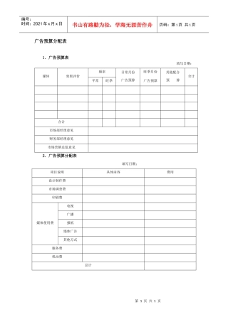 广告预算分配表