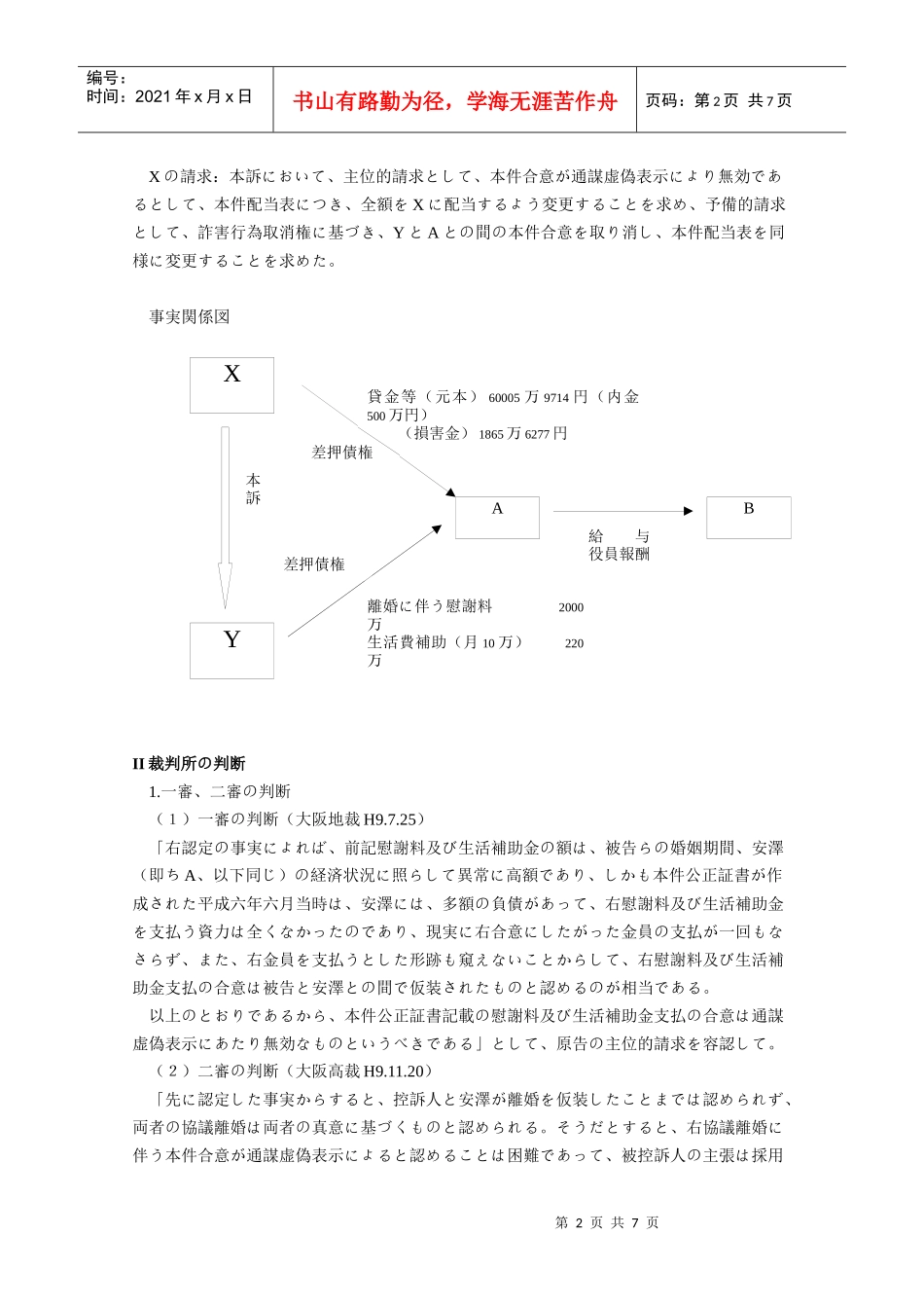 离婚伴う财产分与と诈害行为取消権_第2页