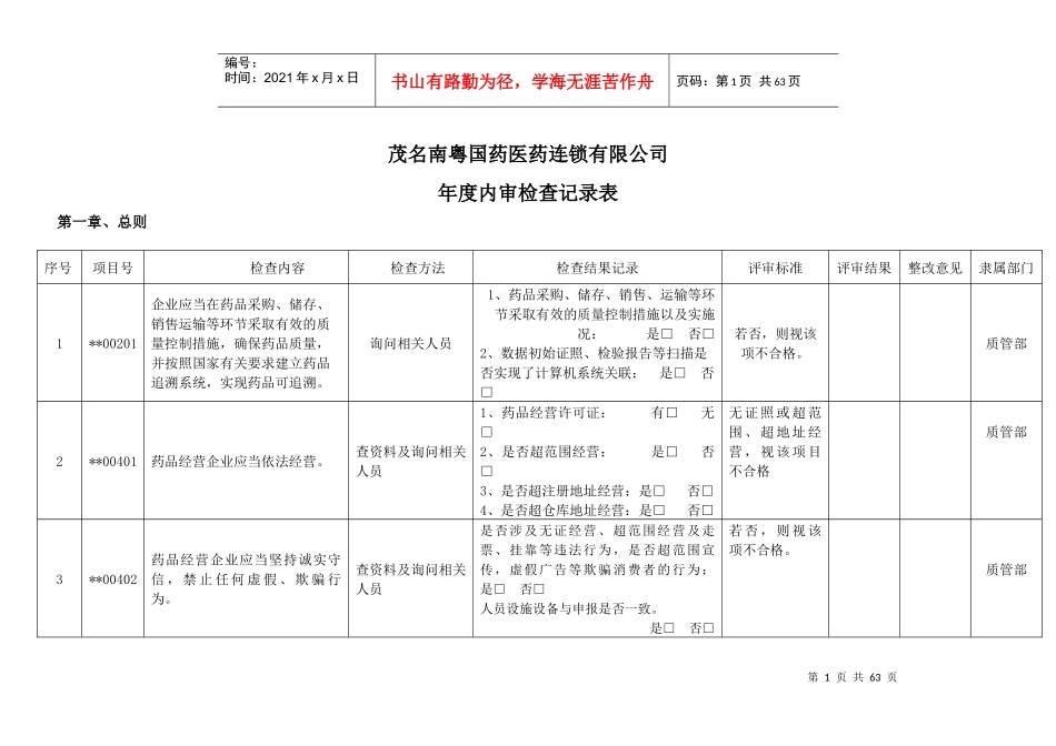 内审检查记录表_第1页