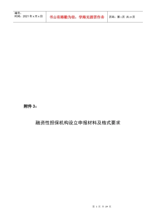 融资性担保机构设立申报材料与格式要求