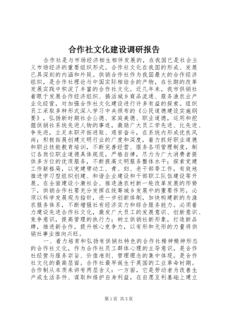 合作社文化建设调研报告