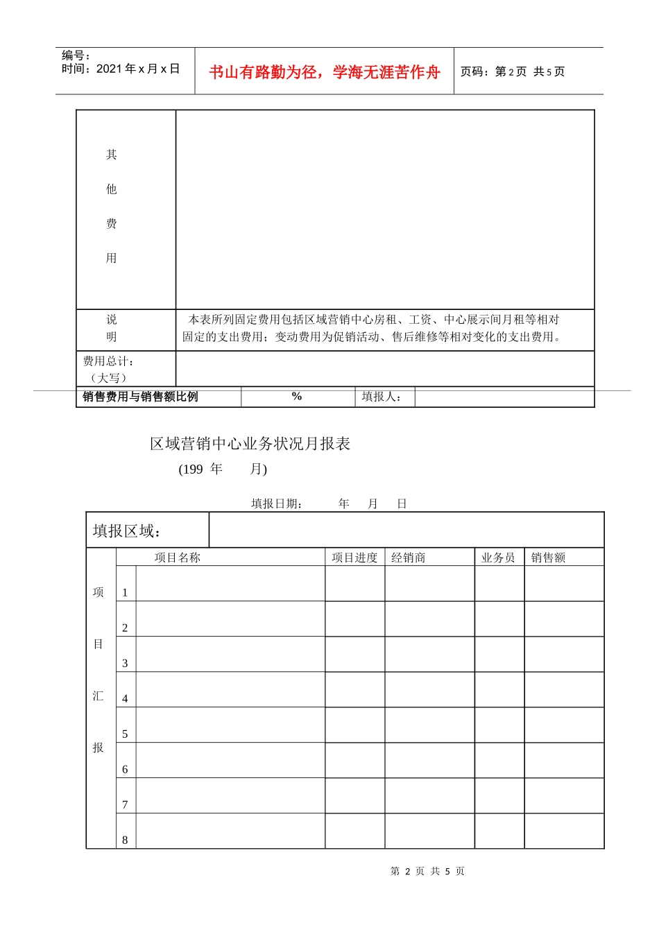 远铃区域营销中心财务预算报表_第2页