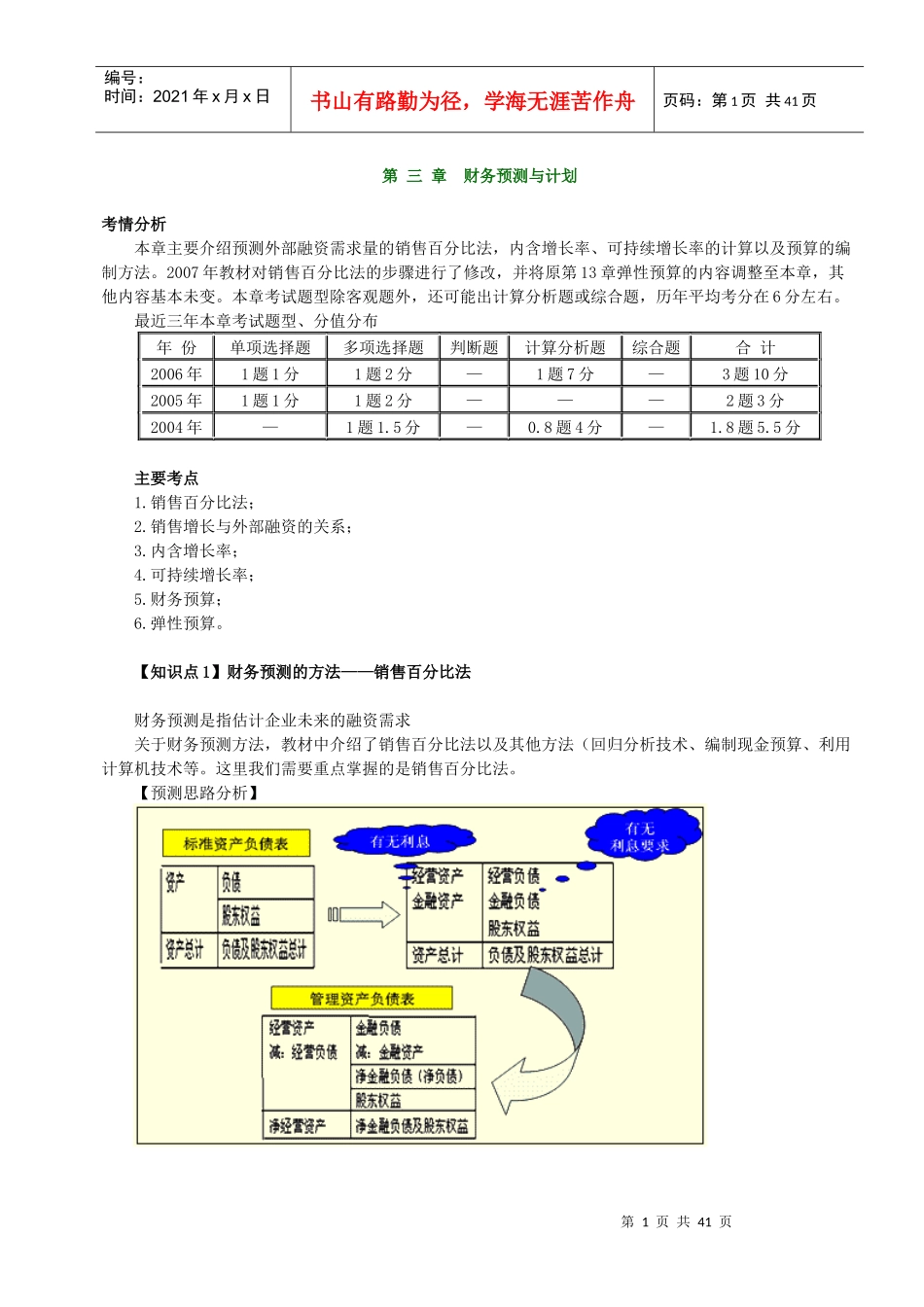 财务预测与计划(DOC 37页)_第1页