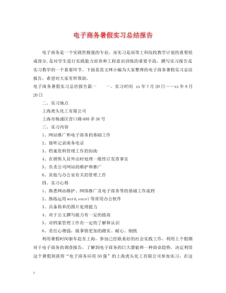 电子商务暑假实习总结报告 