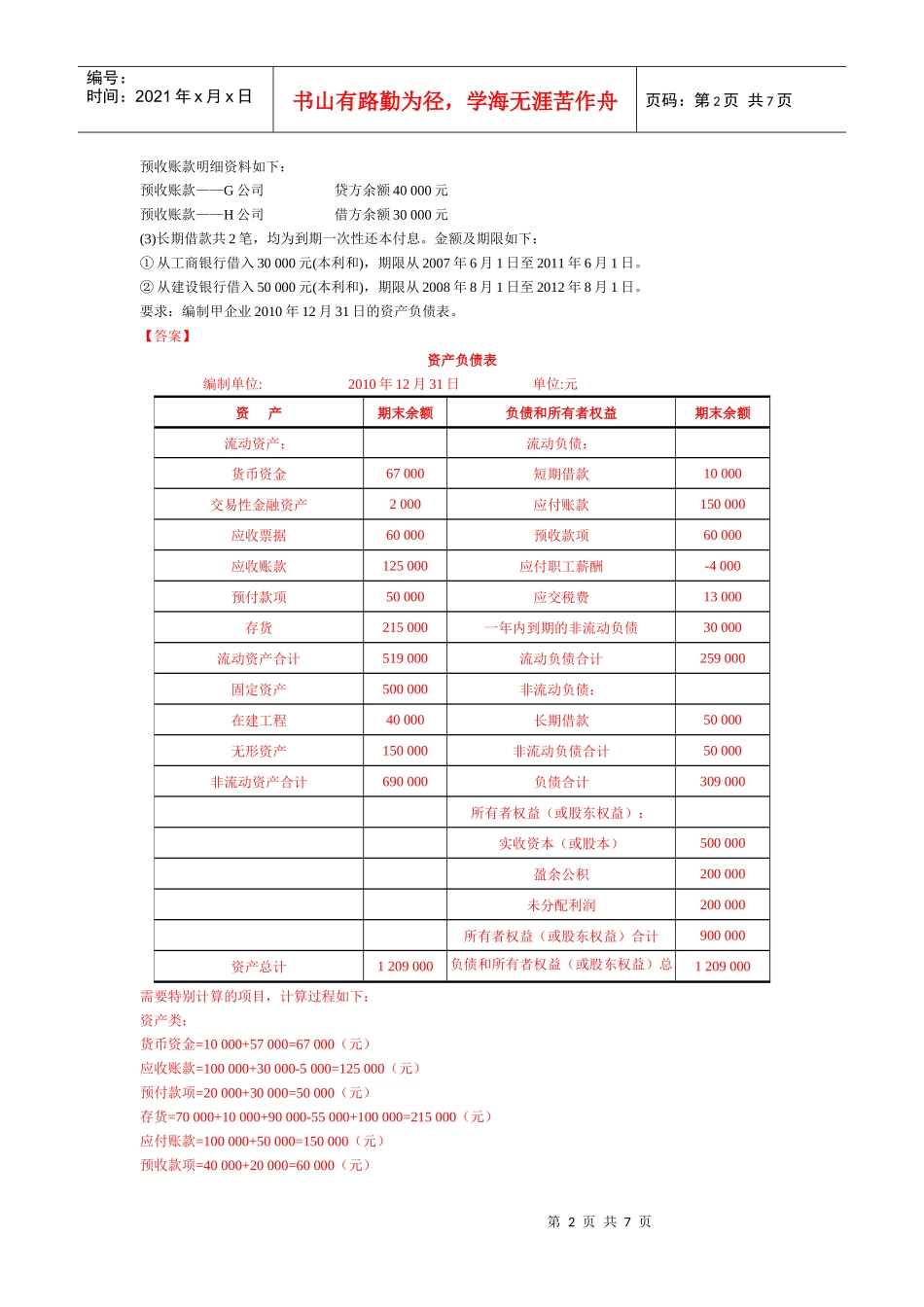 财务报告练习题_第2页