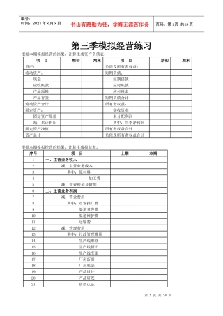 经营之道 财务报表