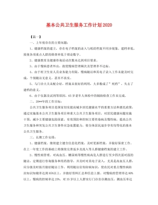 基本公共卫生服务工作计划 