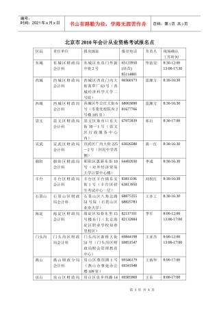 北京市XXXX年会计从业资格考试报名点