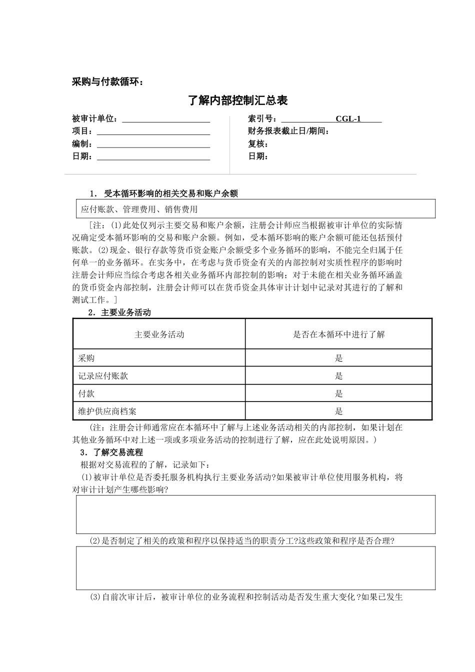1.采购与付款循环-业务流程层面了解和评价内部控制_第2页