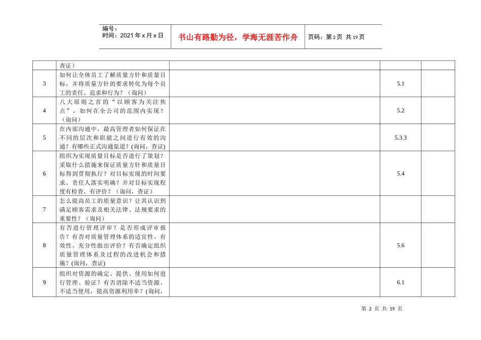 iso9001内审员记录表格_第2页