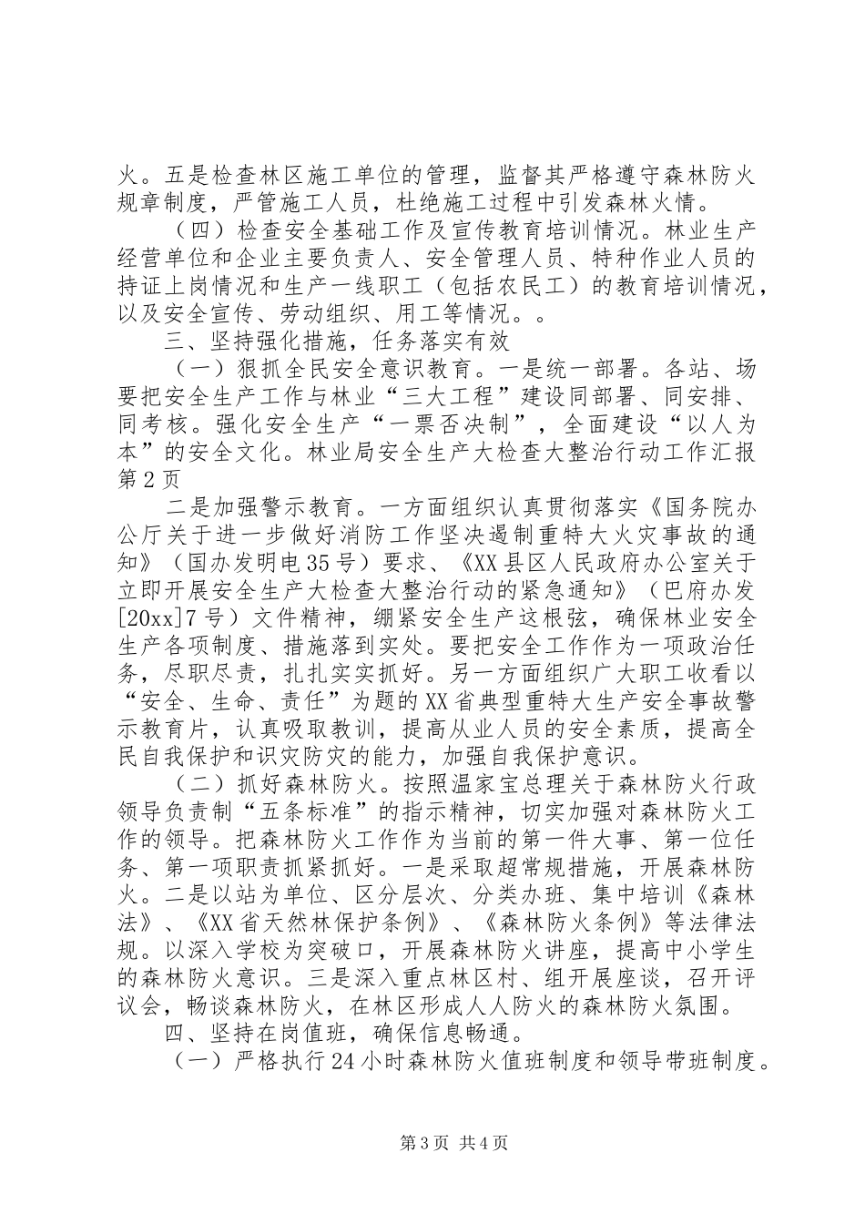 林业局安全生产大检查大整治行动工作汇报_第3页