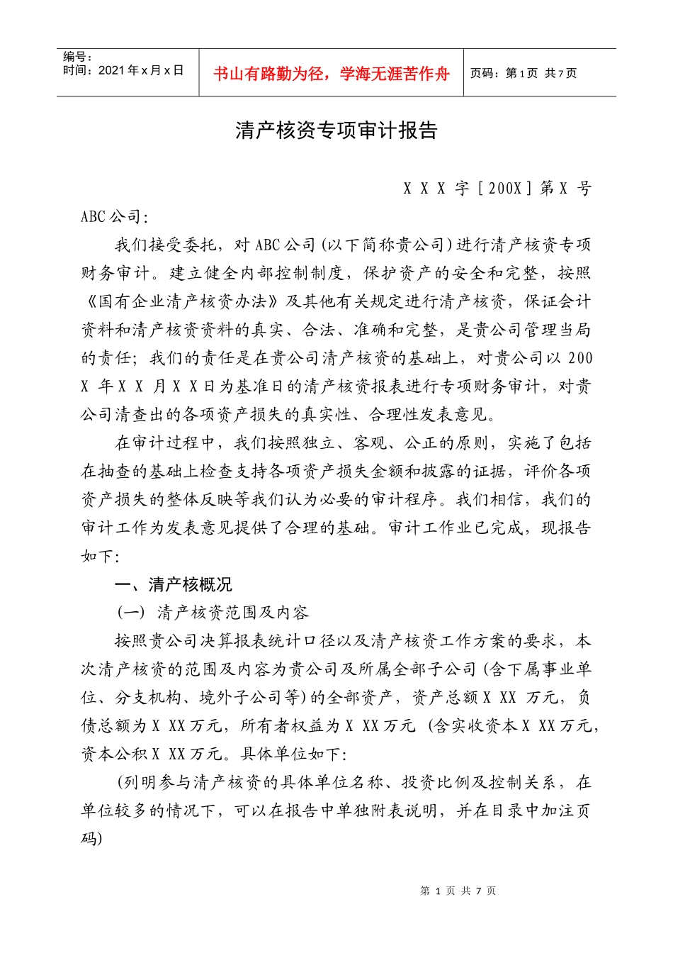 清产核资专项审计报告_第1页