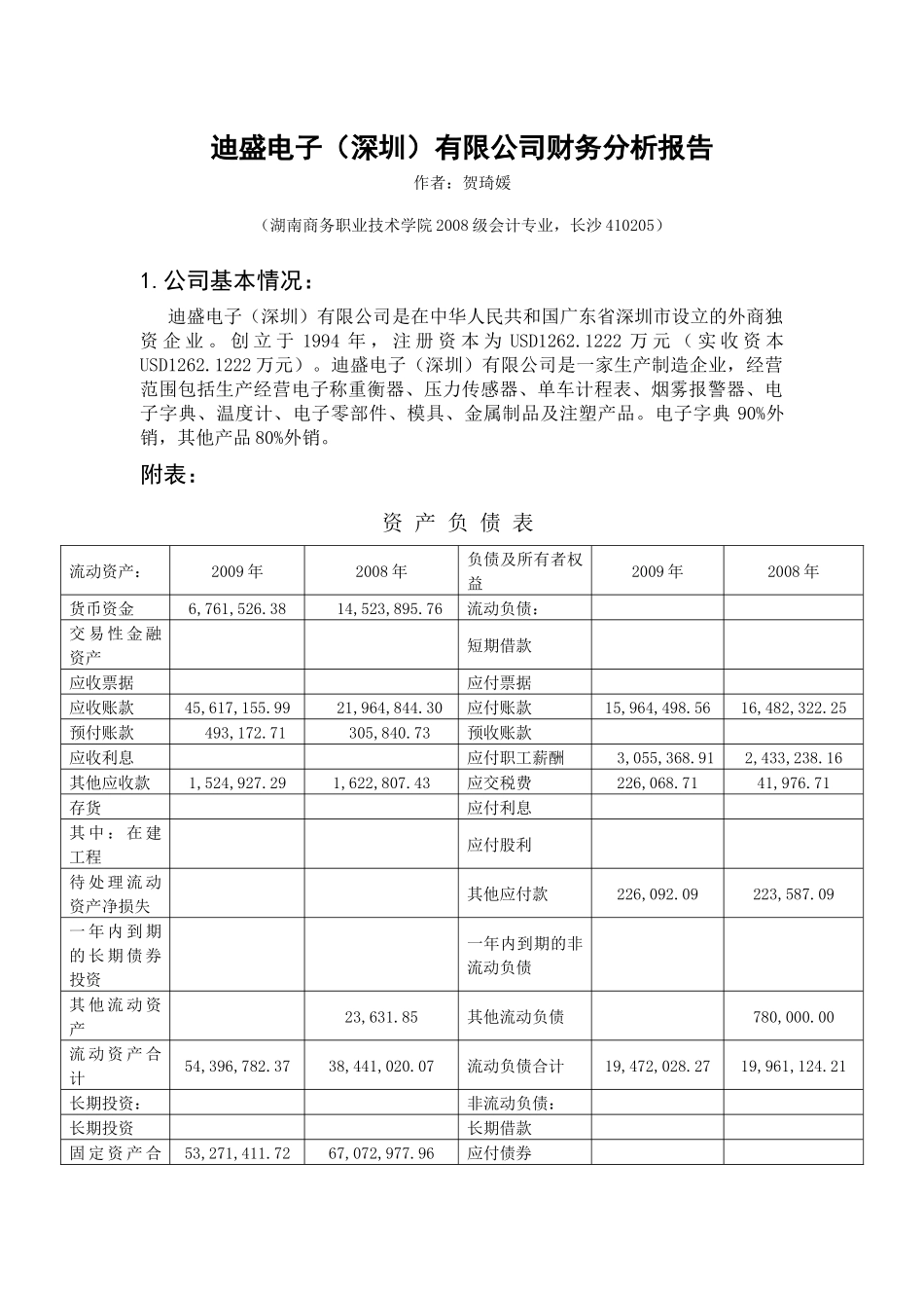 迪盛电子(深圳)有限公司财务分析报告_第2页