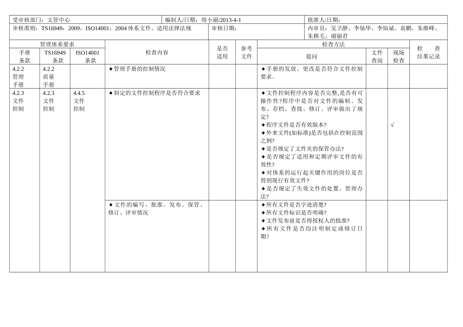 质量环境内审检查表12_第2页