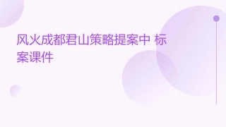 风火成都君山策略提案中标案课件