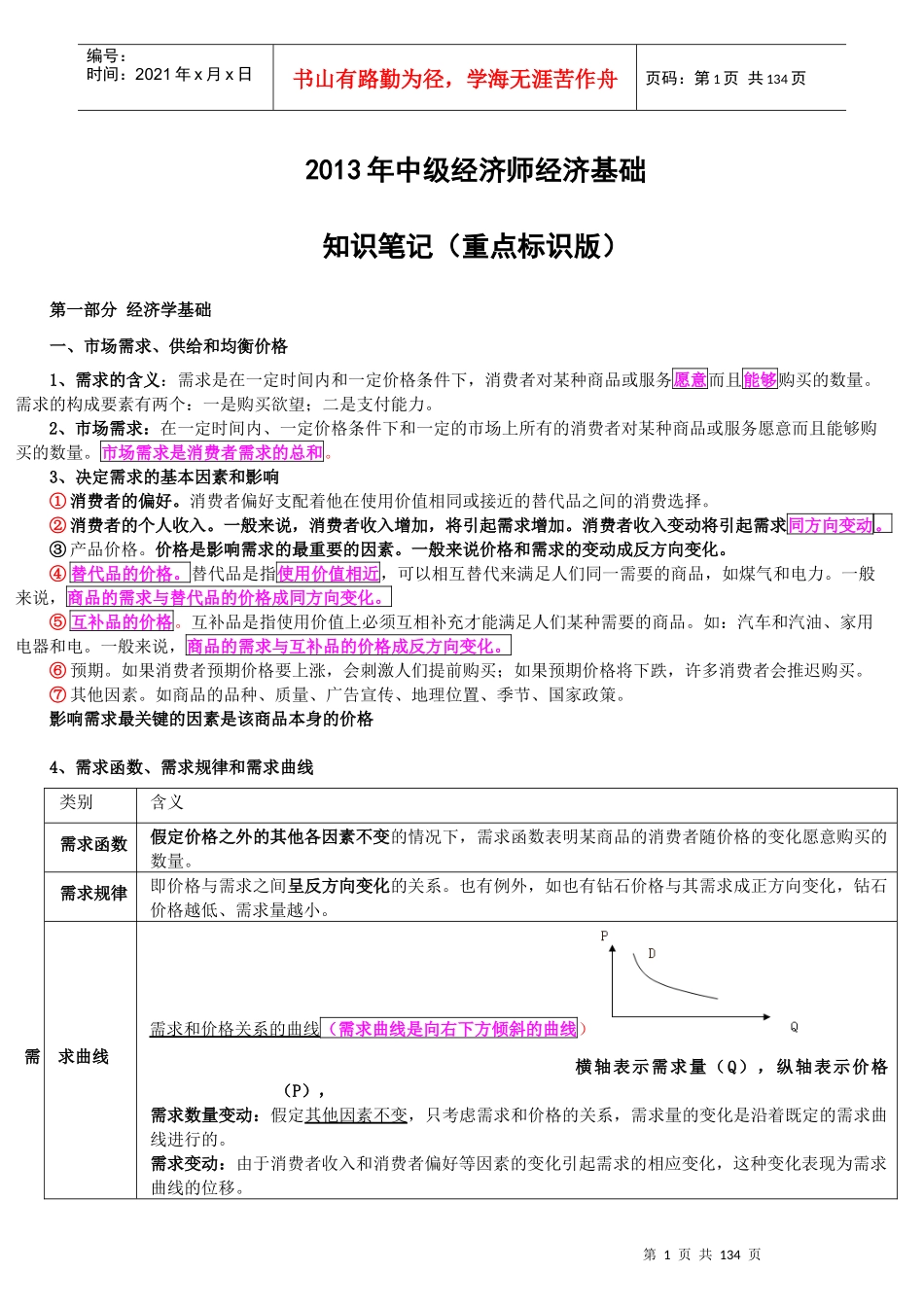 XXXX年中级经济师职称考试经济基础知识笔记_第1页