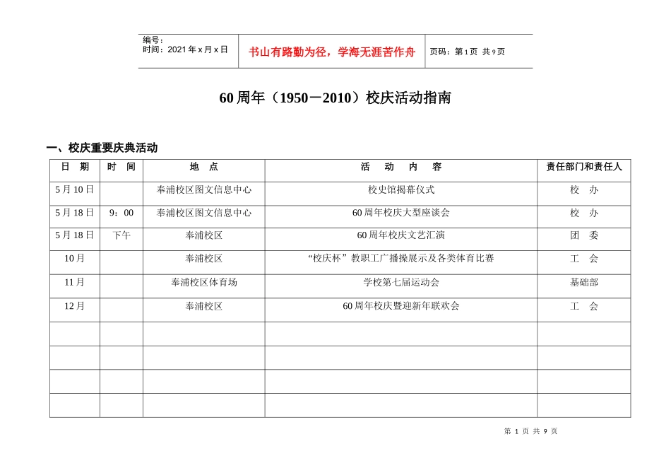 市经济党校、上海商学院60周年校庆指南_第1页