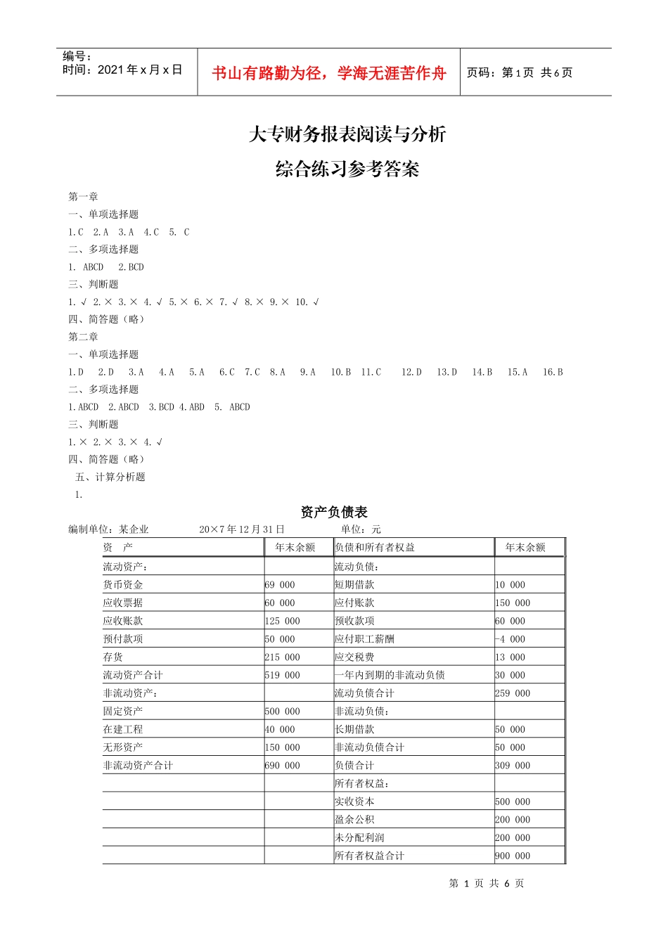 大专财务报表阅读与分析_第1页