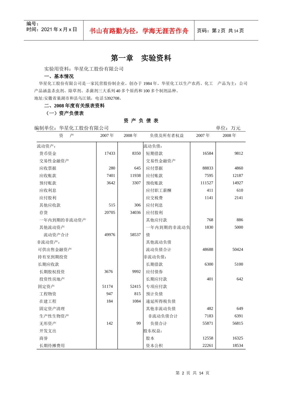 财务报告及综合财务管理知识分析实验_第2页
