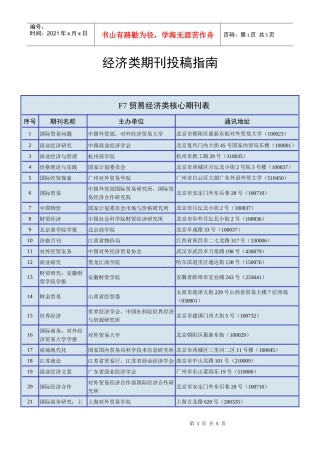 经济类期刊投稿指南