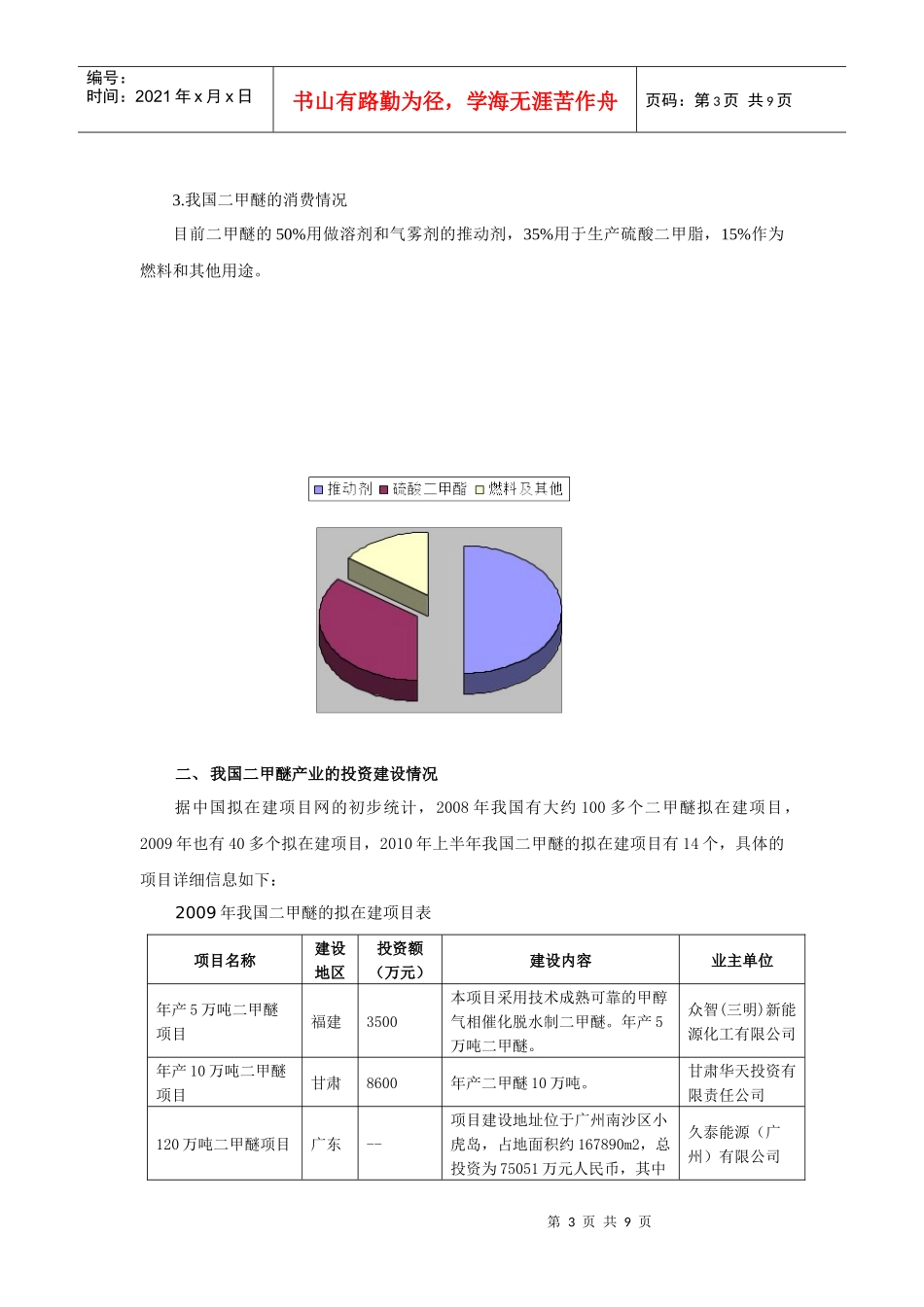 我国二甲醚的投资建设情况_第3页