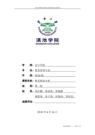 云南白药股份有限公司财务分析