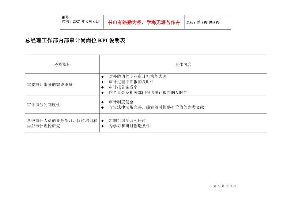二滩水电开发公司总经理工作部内部审计绩效指标_第3页