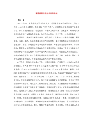 道路桥梁专业技术年终总结 