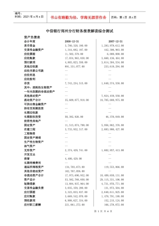 会计报表试题-综合分析