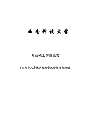 支行个人房地产按揭贷款风险评估与控制检测专用