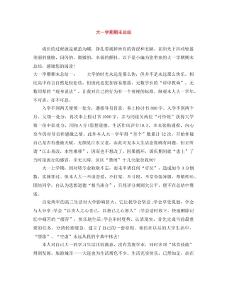 大一学期期末总结 