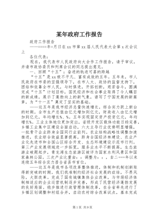 某年政府工作报告